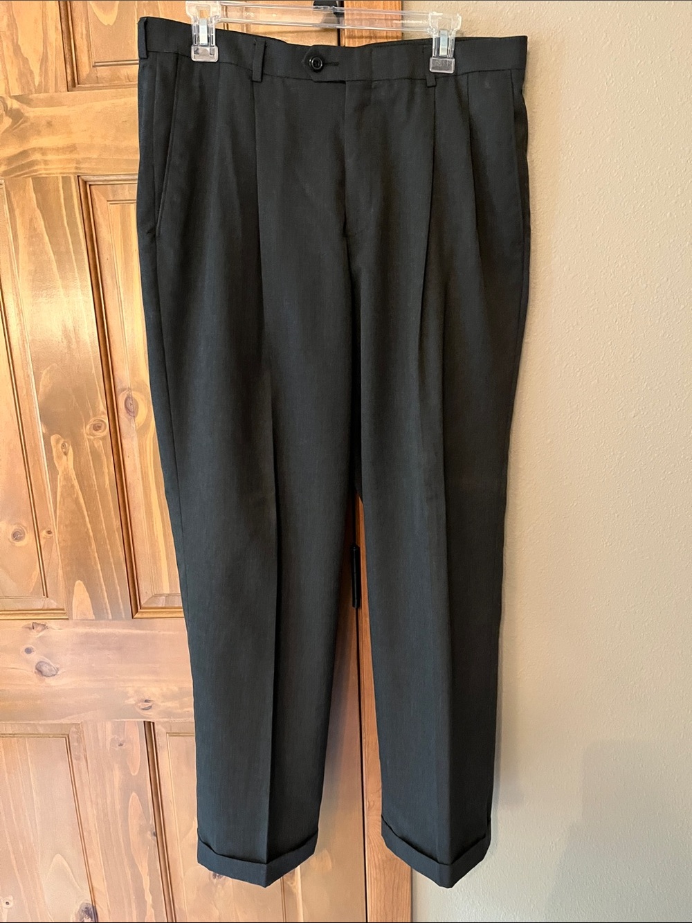 Haggar Dark Gray Pleated Dress Pants for Men